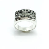 Jewelry - used Sterling Silver Bold Rectangular Style Marcasite Wide Band Ring  6.75