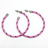 Fashion Jewelry - 90s Flair Pink Black Friendship Bracelet Style Hoop Earrings