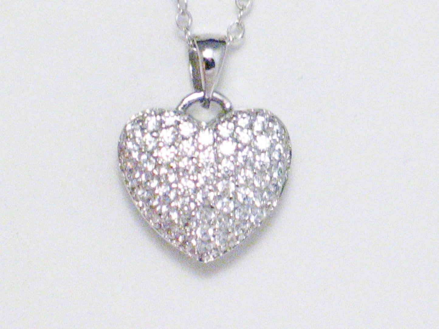 Heart Necklace, Sterling Silver Reversible Sparkly CZ Heart Pendant Necklace - Blingschlingers Jewelry
