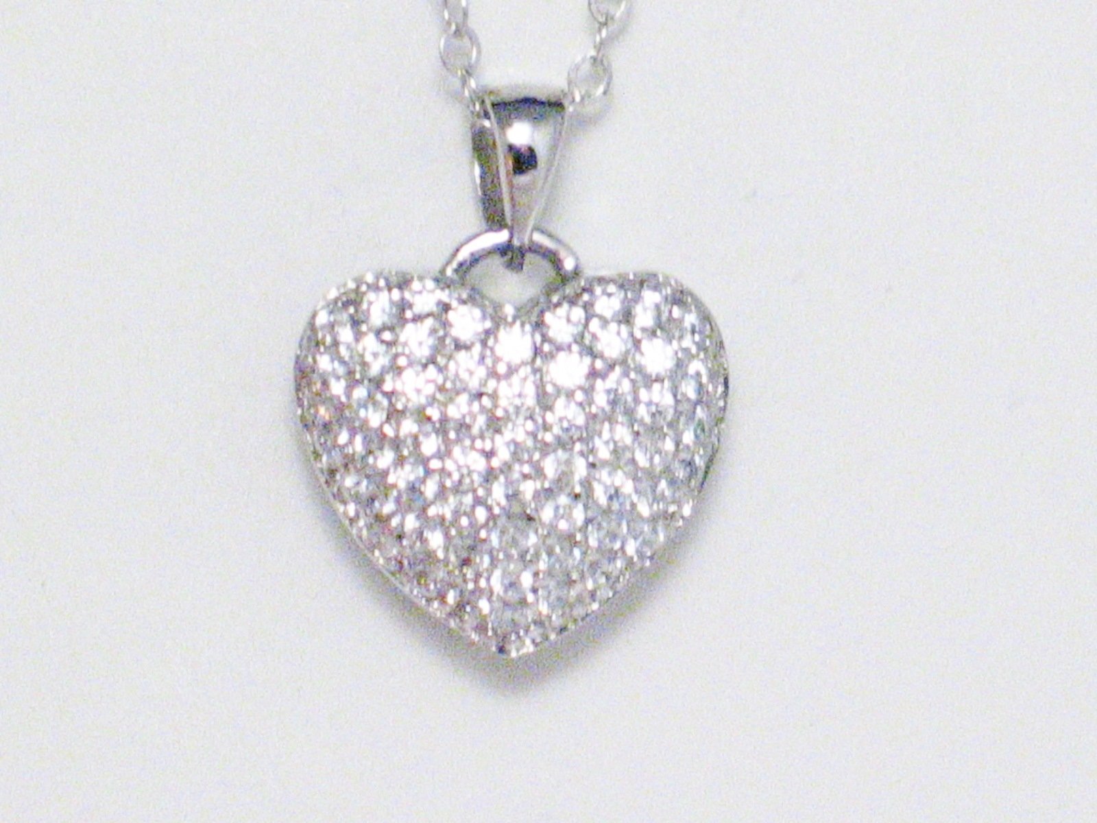 Heart Necklace, Sterling Silver Reversible Sparkly CZ Heart Pendant Necklace - Blingschlingers Jewelry