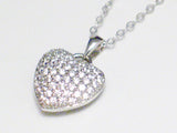 Womens Sterling Silver Reversible Sparkly Heart Pendant Necklace | Discount Estate Jewelry at Blingschlingers 