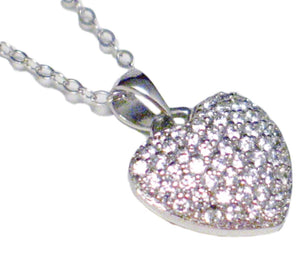 Womens Sterling Silver Reversible Sparkly Heart Pendant Necklace | Discount Estate Jewelry