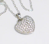 Womens Sterling Silver Reversible Sparkly Heart Pendant Necklace | Discount Estate Jewelry