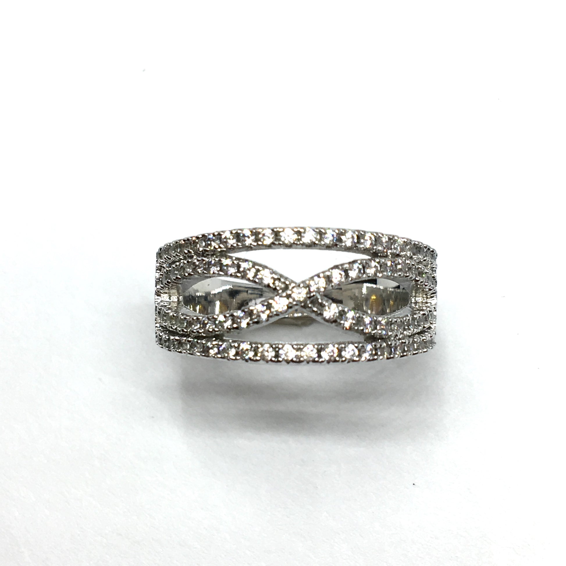 Fashion Jewelry - Womens sz6 Silver Pave Cz Infinity Design Band Ring