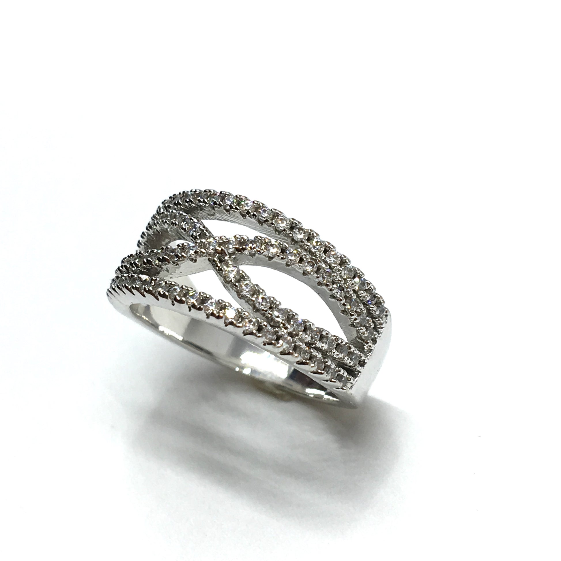 Fashion Jewelry - Womens sz6 Silver Pave Cz Infinity Design Band Ring