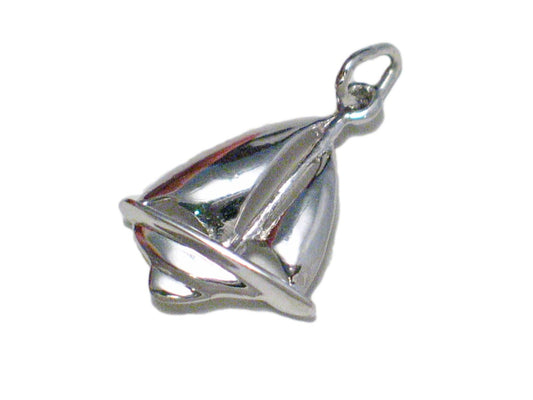 3D Charm, Sterling Silver Small Sailboat Nautical Pendant