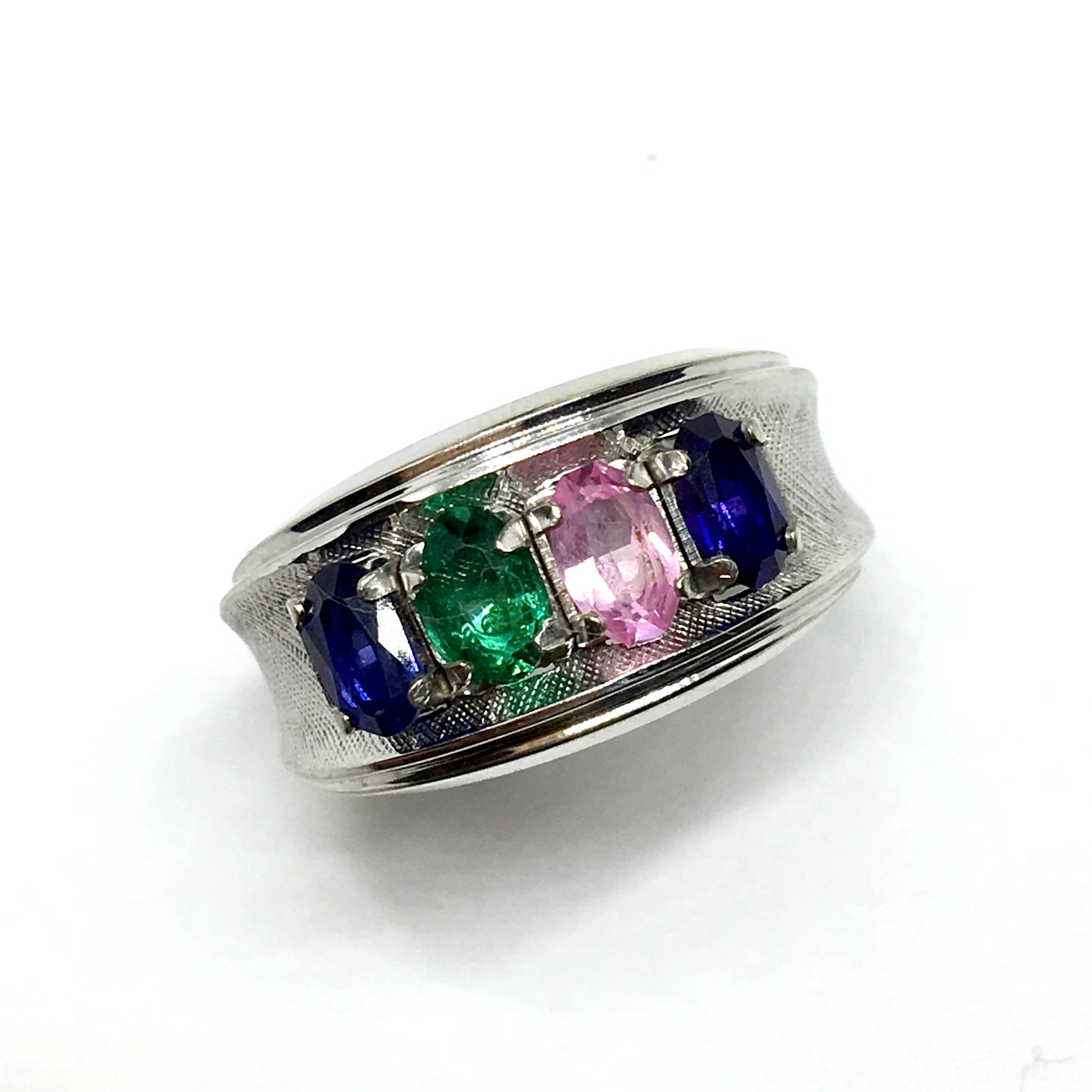 Vintage Jewelry | 10k White Gold Removeable Setting Design Family Birthstone Mothers Band Ring