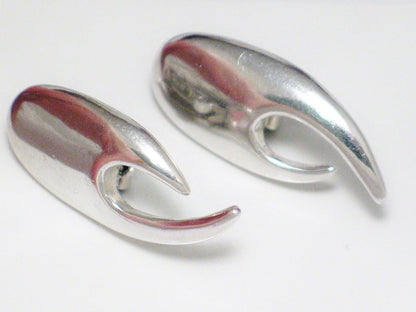 Sterling Silver Earrings, Womens Modernist Bold Edgy Style Long Drop Statement Earrings