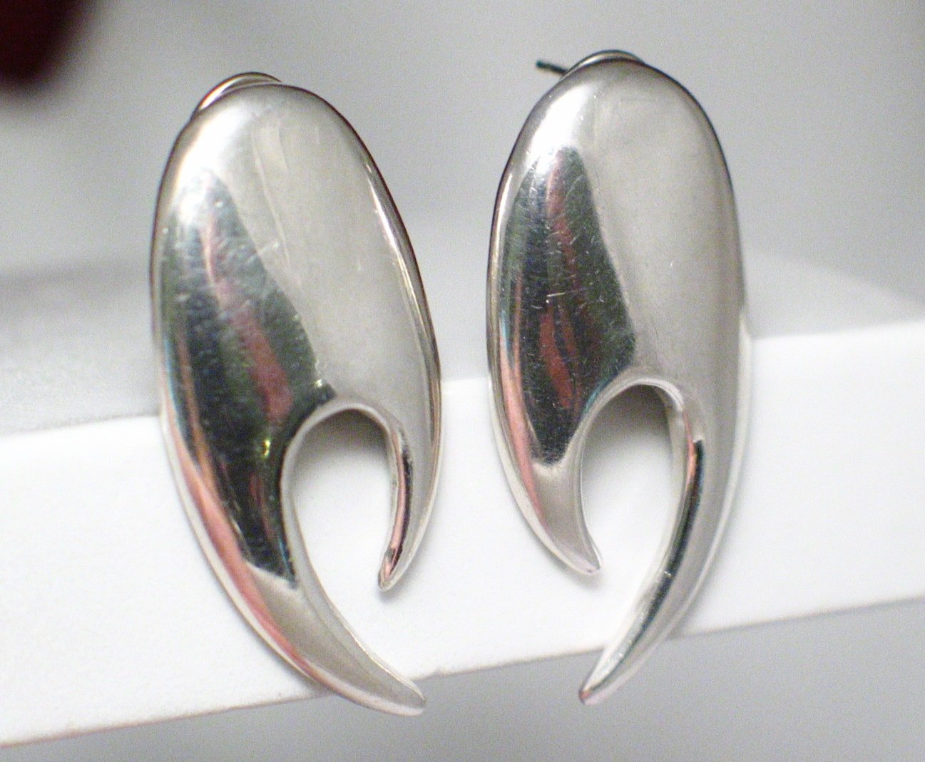 Earrings | Sterling Silver Bold Edgy Flair Tribal Style Drop Earrings | Discount Estate Jewelry