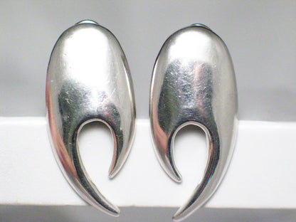 Sterling Silver Earrings, Womens Modernist Bold Edgy Style Long Drop Statement Earrings
