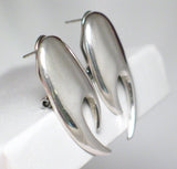 Earrings | Sterling Silver Bold Edgy Flair Tribal Style Drop Earrings | Discount Estate Jewelry