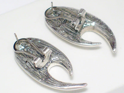 Earrings | Sterling Silver Bold Edgy Flair Tribal Style Drop Earrings | Discount Estate Jewelry