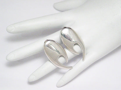 Earrings | Sterling Silver Bold Edgy Flair Tribal Style Drop Earrings | Discount Estate Jewelry