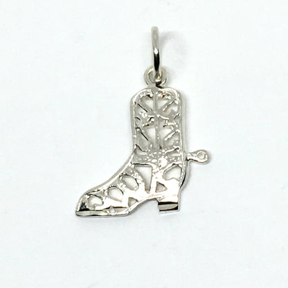 Silver Charm | Sterling Silver Southwestern Style Cowboy Boot Charm Pendant - Blingschlingers.com USA