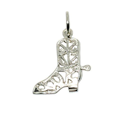 Sterling Silver Charms, Cutout Style Western Cowboy Boot Pendant