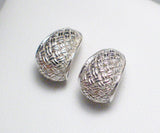 Hoop Earrings | Silver Basket Woven Design Semi Hoop Earrings | Estate Fine Jewelry online at  Blingschlingers Jewelry