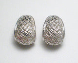 Hoop Earrings | Silver Basket Woven Design Semi Hoop Earrings | Discount Estate Fine Jewelry online at Blingschlingers.com