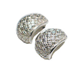 Hoop Earrings | Silver Basket Woven Design Semi Hoop Earrings | Estate Fine Jewelry at Blingschlingers