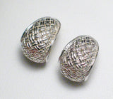 Intertwined | Sterling Silver Half Hoop Earrings | Unique Textured Mesh Design - Blingschlingers Jewelry