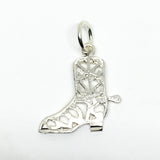 Silver Charm | Sterling Silver Southwestern Style Cowboy Boot Charm Pendant - Blingschlingers.com USA