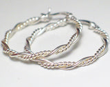 Hoop Earrings | Sterling Silver Slim Twisted Spiral Design Hoop Earrings | Discount Fine Jewelry