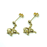 Earrings | Womens 18k Gold Elephant Charm Dangle Earrings | XL post for thick earlobes 