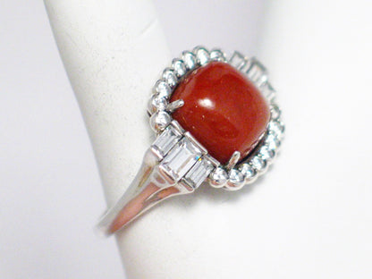 Stone Ring | Womens 12.25 Sterling Silver Deco Style Jade Ring | Boss Priced Estate Jewelry