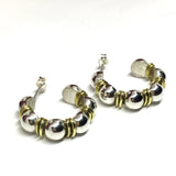 Earrings | Estate- Sterling Silver Ball Studded Wire Textured Design Hoop Earrings