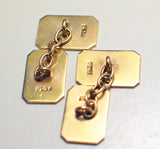 Mens Cufflinks | Vintage 9k Gold Initial JGD Rectangle Cufflinks | Boss Priced Estate Jewelry