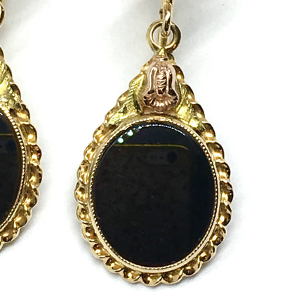 Vintage Jewelry | Elegant 10k Gold Black Onyx Stone Dangle ClipOn Earrings womens