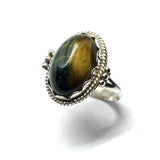 Jewelry - Men Womens Sterling Silver Oval Tigers Eye Stone Ring | Discount Estate Jewelry