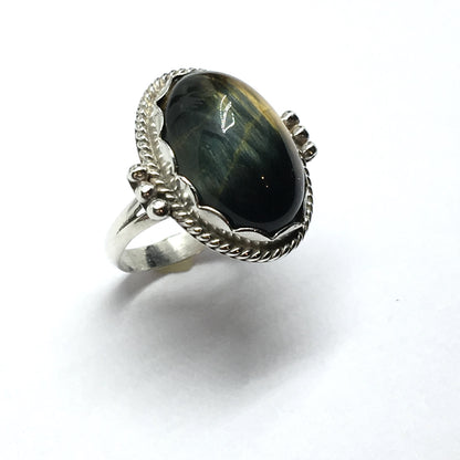 Jewelry used - Men Womens Sterling Silver Oval Tigers Eye Stone Ring | Blingschlingers.com