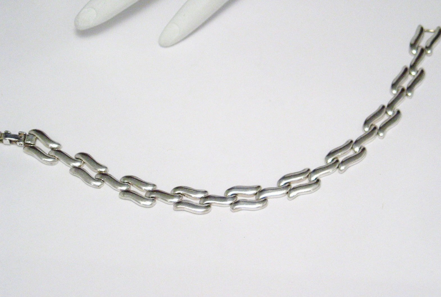Silver Bracelets | Fancy Wavy Link Design Bracelet 7" | Mens Womens Estate Jewelry