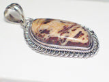Stone Pendants | Silver Mottled mocha Stone Pendant | Mens Womens Jewelry