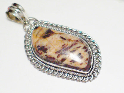 Stone Pendants | Silver Mottled mocha Stone Pendant | Mens Womens Jewelry at Blingschlingers 