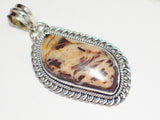 Stone Pendants | Silver Mottled mocha Stone Pendant | Mens Womens Jewelry at Blingschlingers 