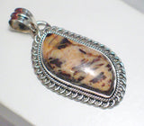 Stone Pendants | Silver Mottled mocha Stone Pendant | Mens Womens Jewelry