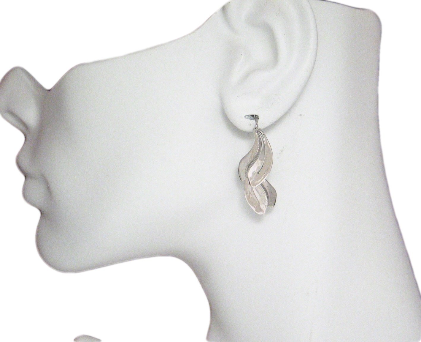 Silver Earrings | Womens Sterling Flirty Wavy Feather Design Dangle Earrings | Estate Jewelry Website Blingschlingers Jewelry