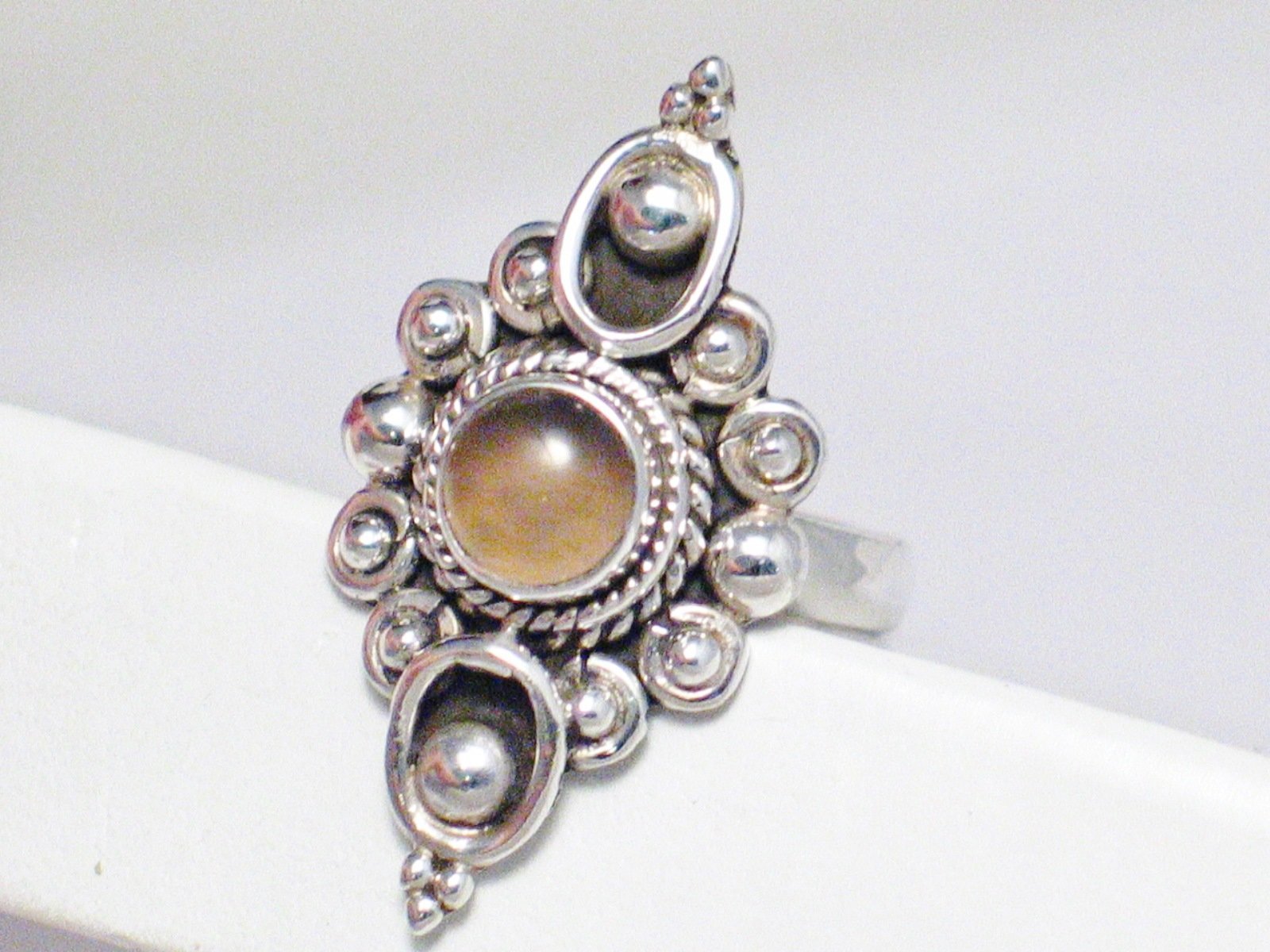 Silver Rings | Sterling Smokey Chalcedony Stone Full Coverage Ring  7.75 | Overstock Jewelry online