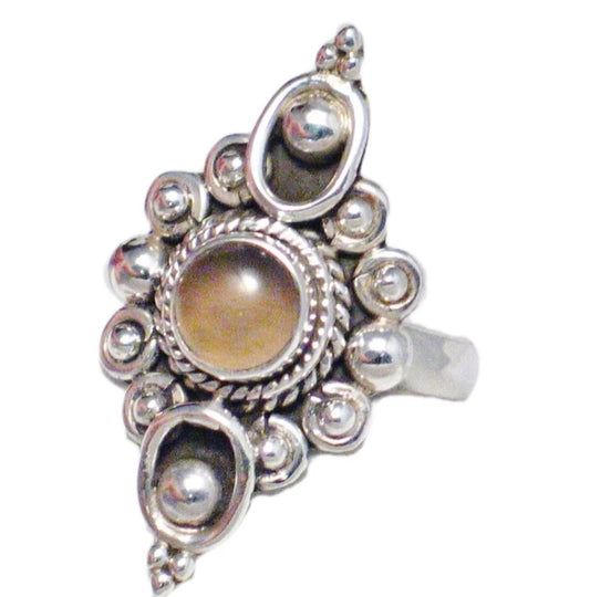 Stone Ring, Sterling Silver Smokey Chalcedony Full Coverage Style Ring