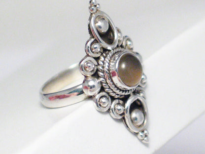 Silver Rings | Sterling Smokey Chalcedony Stone Full Coverage Ring  7.75 | Overstock Jewelry online