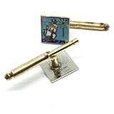 Business Style Shirt Studs | Vintage Sterling Silver Enamel Sail Boat North Star Design Square Shirt Studs