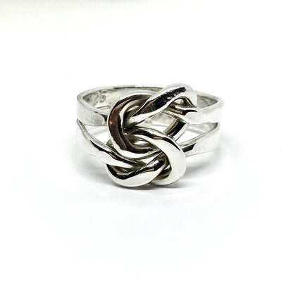 Blingschlingers Jewelry - Ring - Interlocking Celtic Love Knot Double Band Stacking Ring - Mens Womens Sterling Silver Ring