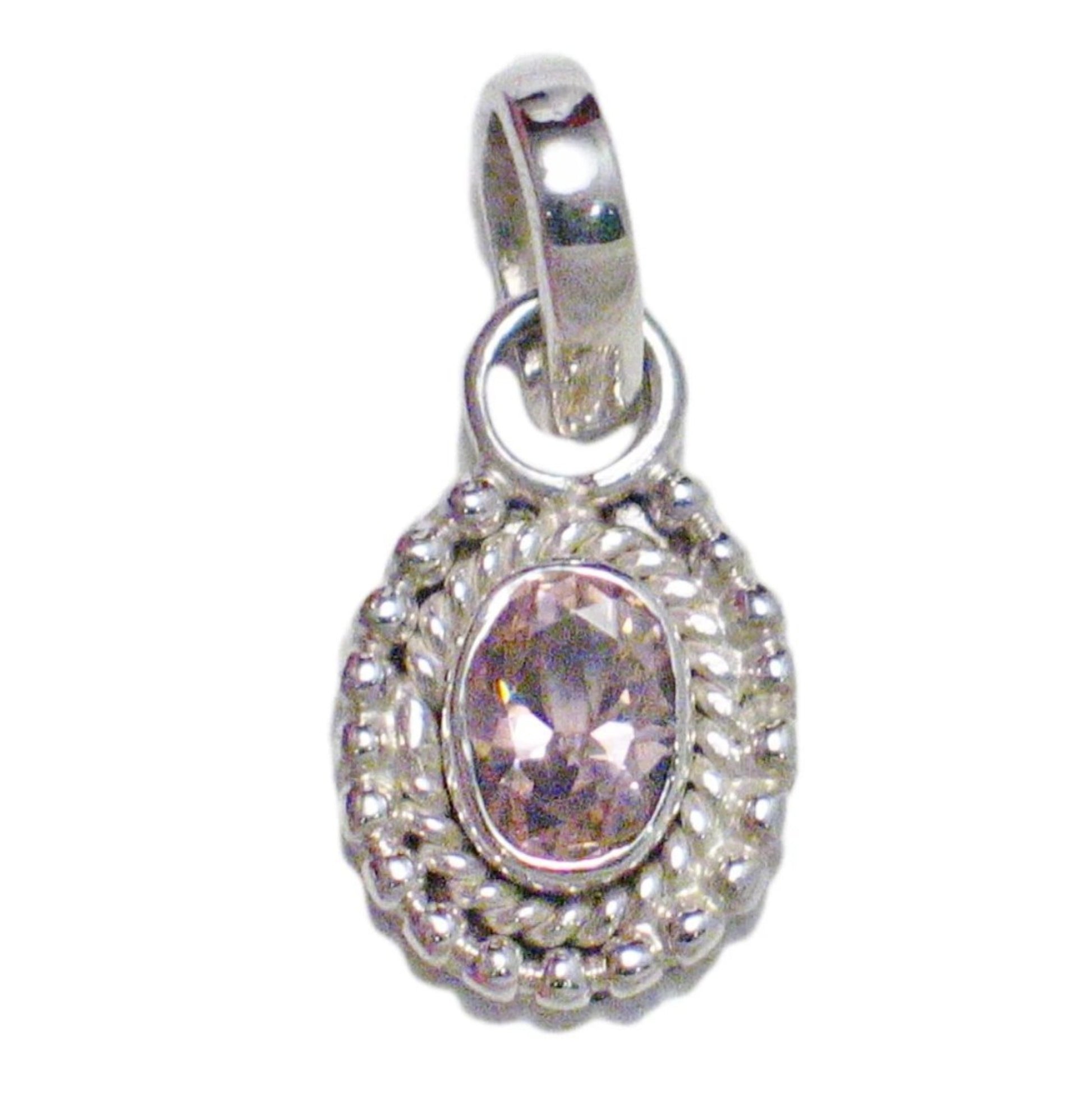 Stone Pendants | Womens Sterling Silver Dainty Pink CZ Pendant | Overstock Jewelry online at Blingschlingers.com