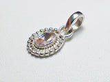 Pink CZ Pendant Dainty Beaded w/ Rope Design Oval cut Solitaire - Blingschlingers Jewelry