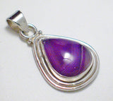 Silver Pendants | Sterling Purple Matrixed Agate Stone Pendant | Discount Overstock Fine Jewelry
