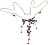 Bead Necklaces | Sterling Silver Garnet Bead Y Necklace | Discount Overstock Jewelry online