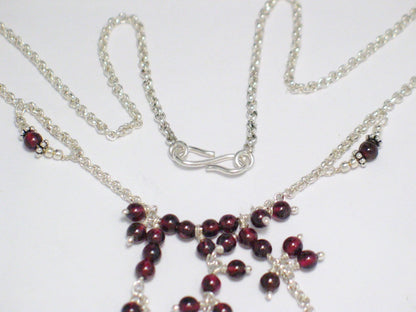 Bead Necklaces | Sterling Silver Garnet Bead Y Necklace | Discount Overstock Jewelry online at Blingschlingers.com