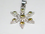 Silver Pendants | STERLING Canary Yellow Cubic Zirconia Starburst PENDANT | DISCOUNT Overstock Jewelry website online at Blingschlingers.com 