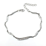 Jewelry Womens - Sterling Silver Cz Wave Design Slim Bracelet 7-8"